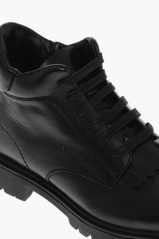 Leather Kiltie Ankle Boots