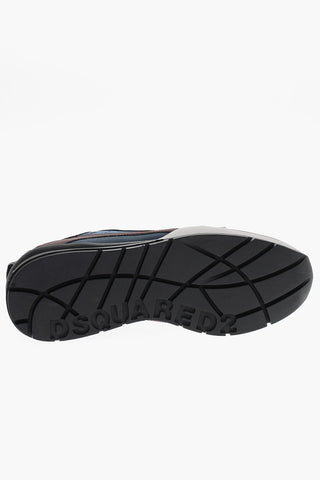 Sneakers Basse in Pelle e Tessuto con Lacci a Contrasto