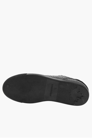Textured Leather Low Sneakers with Logo