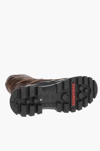 Pony Fur Combat Boots with Zipped Fastening