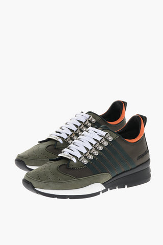Technical Fabric and Nubuck Low Top Sneakers with Contrasting Strings