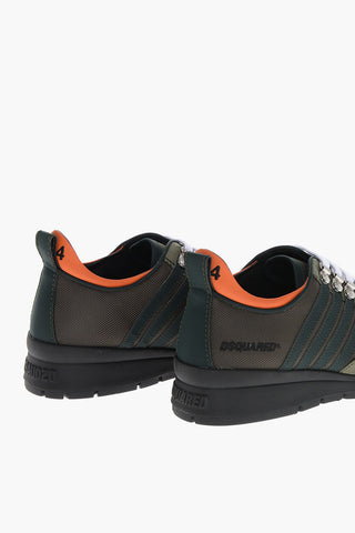 Technical Fabric and Nubuck Low Top Sneakers with Contrasting Strings