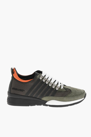 Technical Fabric and Nubuck Low Top Sneakers with Contrasting Strings