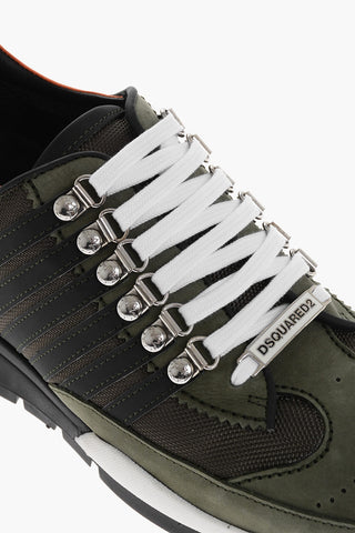 Technical Fabric and Nubuck Low Top Sneakers with Contrasting Strings