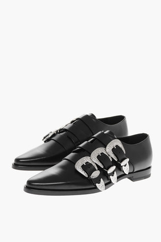 Leather Triple Strap Monk Shoes