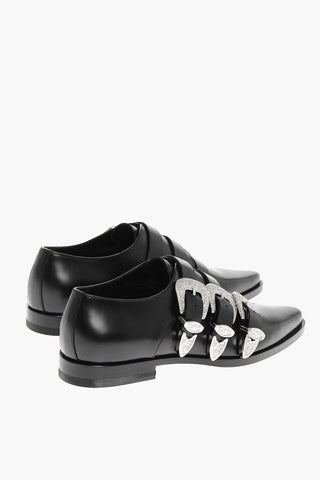 Leather Triple Strap Monk Shoes