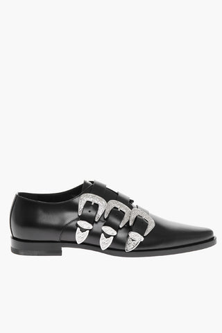 Leather Triple Strap Monk Shoes