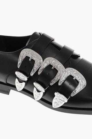 Leather Triple Strap Monk Shoes