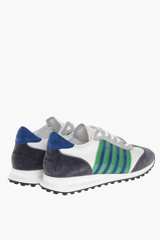 Textured Leather Low Sneakers with Contrasting Desing