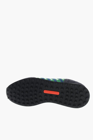 Textured Leather Low Sneakers with Contrasting Desing
