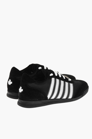 Suede and Fabric Low Top Sneakers with Contrasting Details