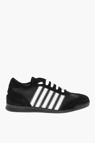 Suede and Fabric Low Top Sneakers with Contrasting Details