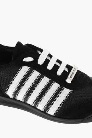 Suede and Fabric Low Top Sneakers with Contrasting Details