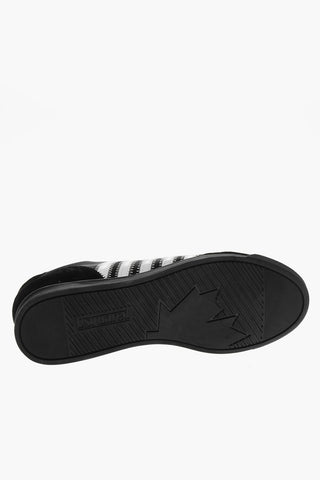 Suede and Fabric Low Top Sneakers with Contrasting Details