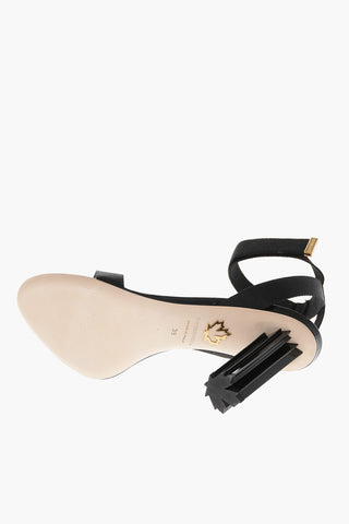 Vinyl Ankle Strap Sandals Heel 9cm