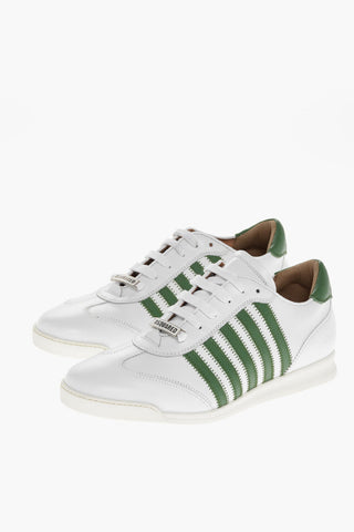 Leather Low Top Sneakers with Contrasting Details