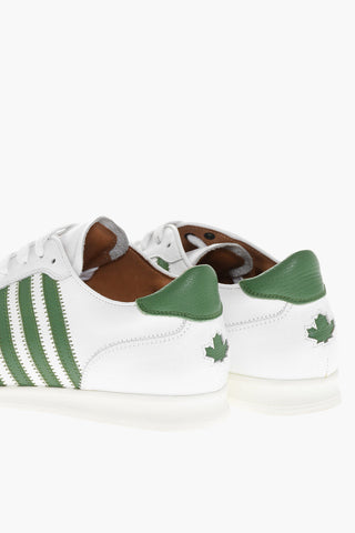 Leather Low Top Sneakers with Contrasting Details