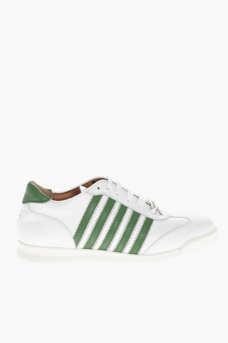 Leather Low Top Sneakers with Contrasting Details