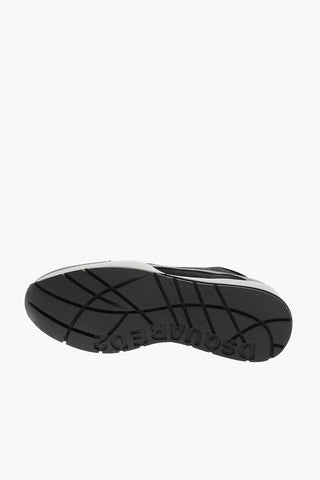 Leather and Denim Low Top Sneakers with Contrasting Strings