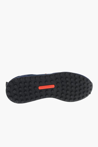 Suede and Nylon Low Top Sneakers with Contrasting Logo