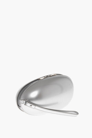 Oval Shaped Rigid 1-DR FOLD Clutch Bag with Embossed Oval D Logo