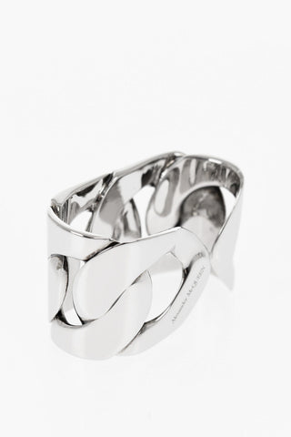 Silver-Effect Thumb Ring with Cut-Out Details