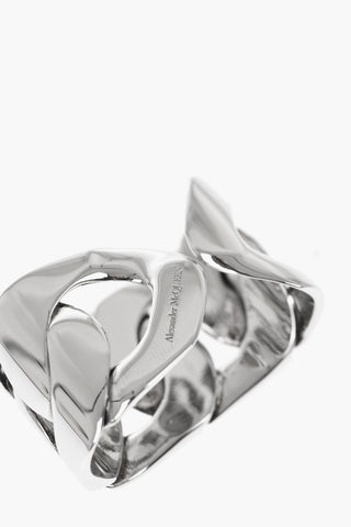 Silver-Effect Thumb Ring with Cut-Out Details