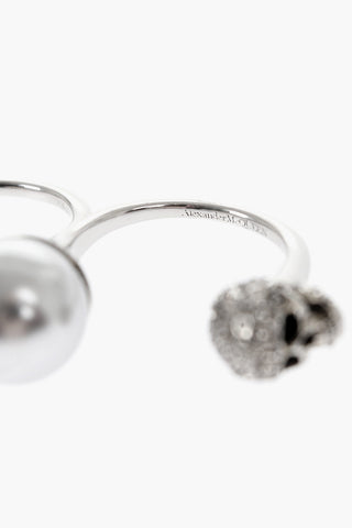  Maxi Beaded Double Ring with Skull Embellished Rhinestones 