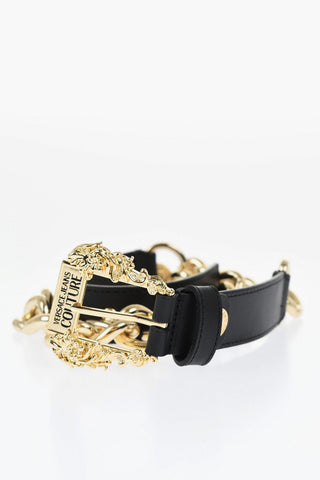 JEANS COUTURE Golden Effect Chain MOUSSE Belt with Leather Details 25mm