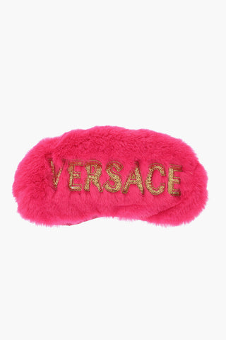 Maschera per Occhi in Eco Pelliccia con Logo in Paillettes