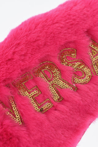 Maschera per Occhi in Eco Pelliccia con Logo in Paillettes