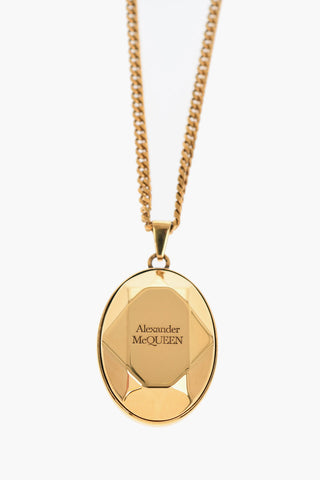 Golden-Effect Chain Necklace with Stone