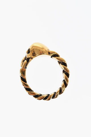 Anello a Catena Effetto Dorato con Teschio Centrale