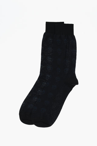 Calzini Lunghi Bicolore con Teschi All-Over