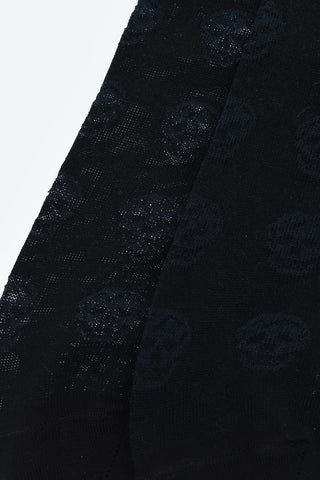 Calzini Lunghi Bicolore con Teschi All-Over