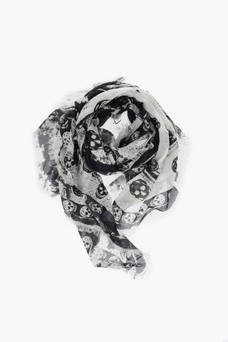 Two-Tone Scarf with All-Over Skulls
