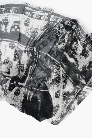 Two-Tone Scarf with All-Over Skulls