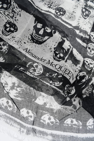 Two-Tone Scarf with All-Over Skulls