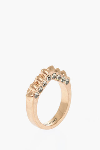 Anello In Effetto Dorato con Borchie e Strass