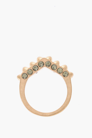 Anello In Effetto Dorato con Borchie e Strass