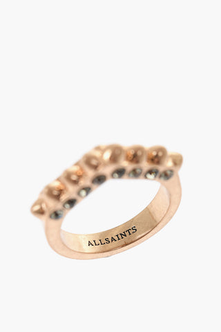 Anello In Effetto Dorato con Borchie e Strass