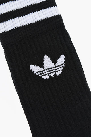 Ribbed Long 3 Pairs Socks Set with Contrast Details