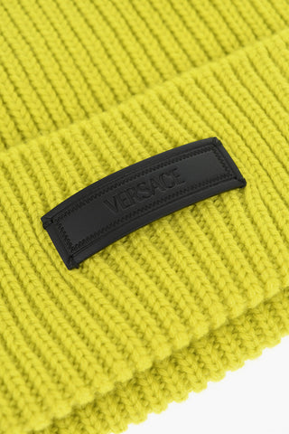 Virgin Wool Beanie with Leather Detail