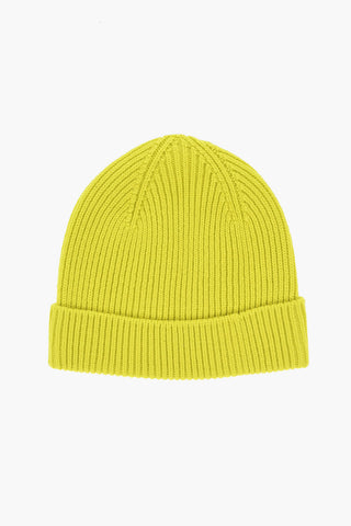 Virgin Wool Beanie with Leather Detail