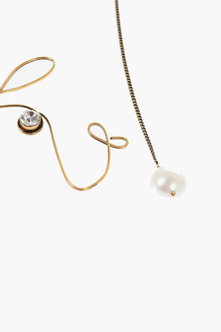 Golden Effect Brass Necklace With Rhinestone
