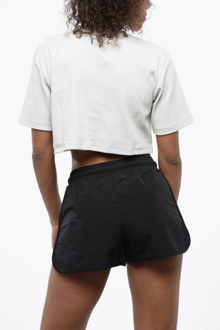 Ripp-Crop-T-Shirt mit Rundhalsausschnitt