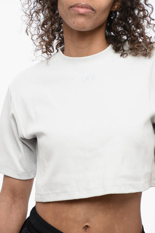 Ripp-Crop-T-Shirt mit Rundhalsausschnitt