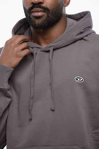 Solid Color S-ROB-HOOD-DOVAL-PJ Hoodie with Patch Pocket