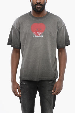 UNISEX Solid Color T-BUXT-N4 Crewneck T-Shirt with D-Heart Detail