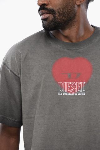 UNISEX Solid Color T-BUXT-N4 Crewneck T-Shirt with D-Heart Detail